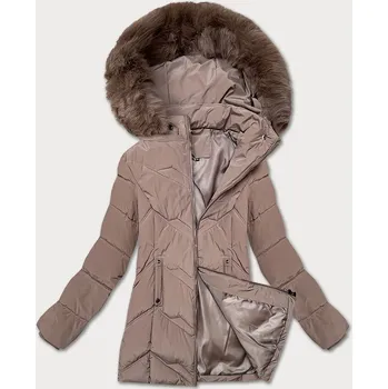 Dámská zimní plus size bunda v kakaové barvě s kapucí S'west (B8300-48) odstíny hnědé 52