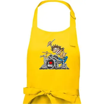 Kuchyňská zástěra I love rock bubeník - Pánská zástěra na vaření - Univerzální velikost ( Žlutá )