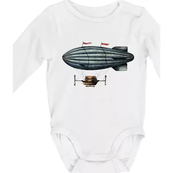 Vzducholoď barevná - Body kojenecké s dlouhým rukávem - Dlouhý r. 3-6 měs ( Bílá )