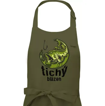 Kuchyňská zástěra Tichý blázen rybář - Pánská zástěra na vaření - Univerzální velikost ( Khaki )