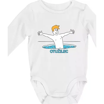 Otužilec - kreslený - Body kojenecké s dlouhým rukávem - Dlouhý r. 6-12 měs ( Bílá )