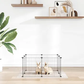 Nábytek XL 8dílná klec pro domácí mazlíčky černá 35 x 35 cm ocelová 171624