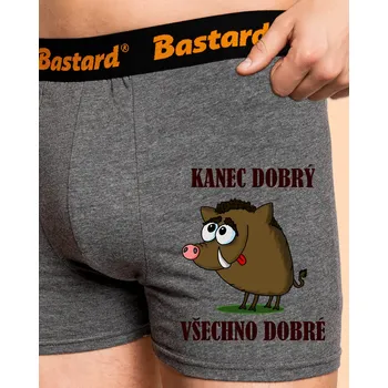 Trenýrky Bastard Kanec dobrý boxerky Gray Melange