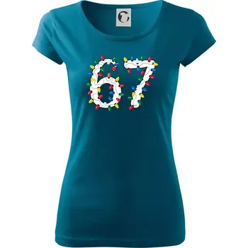 Dámské tričko 67 vánoční osvětlení - Dámské triko Pure - 3XL ( Petrolejová )