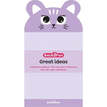 Samolepicí bloček - Kotě, 60 listů, 90 g, tečky, fialový