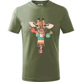 Vánoční žirafa - Tričko dětské bavlněné - 134 cm/8 let ( Khaki )