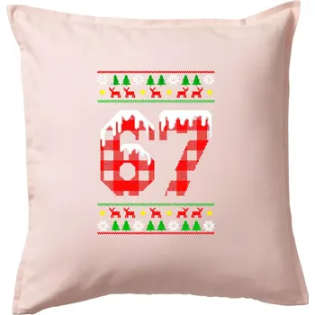 Polštář 67 vánoční motiv - Polštář 50x50 - 50x50 - Pouze potah ( Světle růžová )
