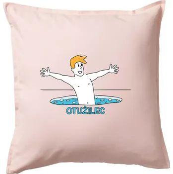 Polštář Otužilec - kreslený - Polštář 50x50 - 50x50 - Včetně výplně ( Světle růžová )