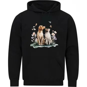 Pánská mikina Pánská mikina Pes a kočka mezi Motýly (Velikost: 5XL, Barva: Černá)