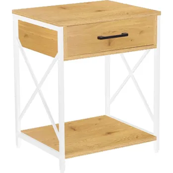Noční stolek Noční stolek přírodní dub/bílý rám SN7-FX