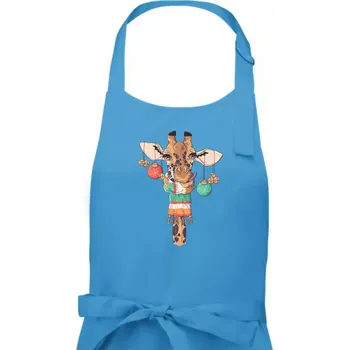 Kuchyňská zástěra Vánoční žirafa - Pánská zástěra na vaření - Univerzální velikost ( Světlý tyrkys )