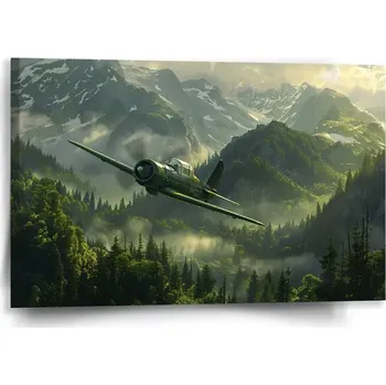 Obraz Sablio Obraz Bojové letadlo v horách - 60x40 cm