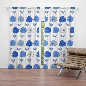 Závěs Sablio Závěs Modré květiny: 2ks 140x250cm