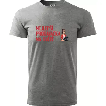 Pánské tričko Sablio Tričko s potiskem Nejlepší prodavačka na světě - šedé M