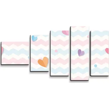 Obraz Sablio Obraz - 5-dílný Barevná srdíčka - 100x60 cm