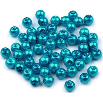 Dětské navlékací korálky Skleněné voskové perly Ø6 mm, střední, 67A tyrkys mořský