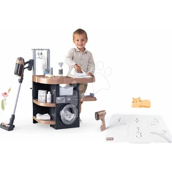 Vysavač Set prádelna s pračkou a elektronický vysavač Rowenta Wash&Clean Laundry Smoby a ruční napařovač