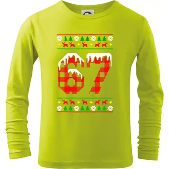 Dětská móda 67 vánoční motiv - Triko dětské Long Sleeve - 134 cm/8 let ( Limetková )