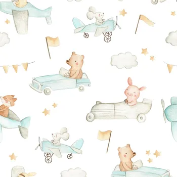 Plenkový bambusový mušelín Takoy jemná zvířátka na autíčkách