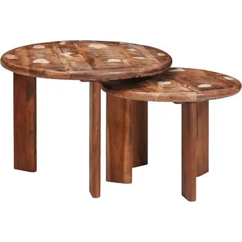 Konferenční stolek vidaXL Hnízdicí kávové stolky 2 pcs Masivní znovu použité dřevo