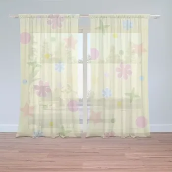 Záclona Sablio Záclony Květiny na žluté: 2ks 150x250cm