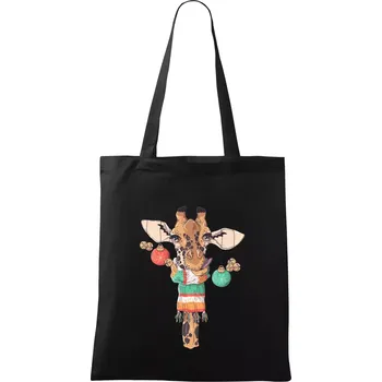 Vánoční žirafa - Taška bavlněná - 42 x 38 cm ( Černá )