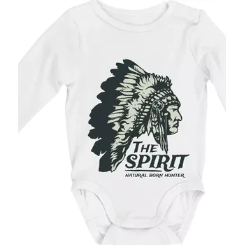 Kojenecký body Indián hlava - Body kojenecké s dlouhým rukávem - Dlouhý r. do 3 měs ( Bílá )