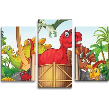 Obraz Sablio Obraz - 3-dílný Dinosauři 4 - 75x50 cm