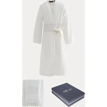 Dámský župan Dámský župan DEMET + ručník + osuška + dárkový box - Smetanová, S, Soft Cotton