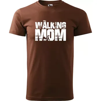 Pánské tričko Sablio Tričko s potiskem pro maminku The walking mom - hnědé S
