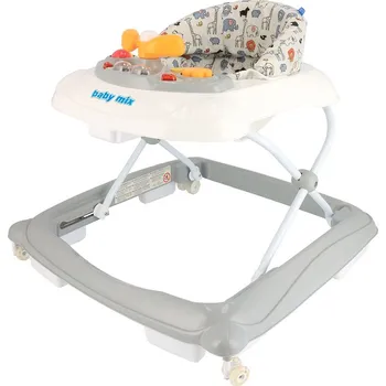 Dětské chodítko Dětské chodítko Baby Mix s volantem a silikonovými kolečky šedé