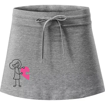 Dámská sukně Párová trička puzzle postavička - Sportovní sukně - two in one - M ( Tmavě šedý melír )