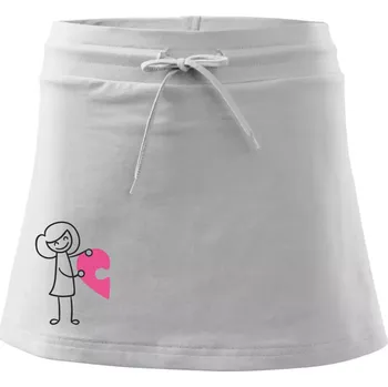 Dámská sukně Párová trička puzzle postavička - Sportovní sukně - two in one - S ( Bílá )