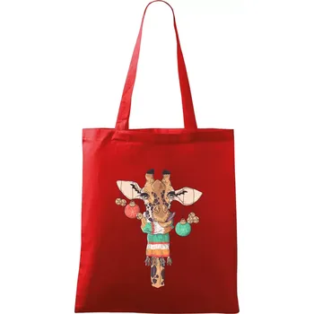 Nákupní taška Vánoční žirafa - Taška bavlněná - 42 x 38 cm ( Červená )