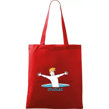 Nákupní taška Otužilec - kreslený - Taška bavlněná - 42 x 38 cm ( Červená )