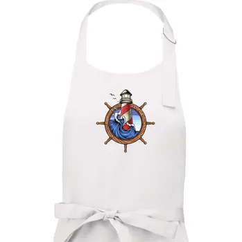 Kuchyňská zástěra Námořnický maják - Pánská zástěra na vaření - Univerzální velikost ( Bílá )
