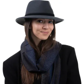 Klobouk Fiebig - Headwear since 1903 Kašmírový šedý cestovní klobouk Fiebig Velikost: 57 cm (M)