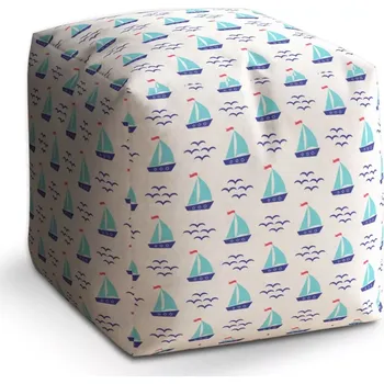 Taburet Sablio Taburet Cube Modré lodičky: 40x40x40 cm