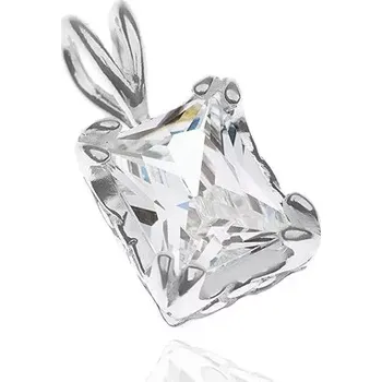 Přívěsek Stříbrný přívěsek 925 - velký broušený zirkon, obdélník, uchycený drápky