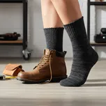 Vlněné, teplé pracovní ponožky, sibiřky HONZA, tmavě šedé, vysoké, unisex, vel. 48-49