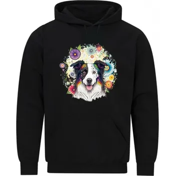 Pánská mikina Pánská mikina Border kolie mezi Květy (Velikost: 5XL, Barva: Černá)