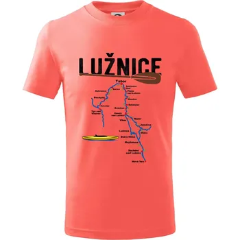 Chlapecké tričko Mapa řeky Lužnice - Tričko dětské bavlněné - 134 cm/8 let ( Korálová )