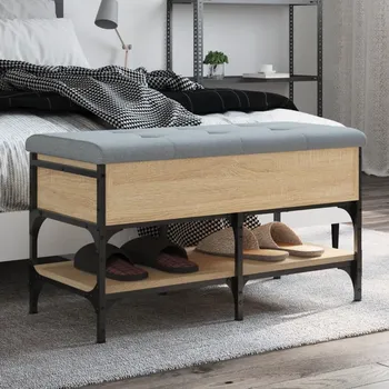 Zahradní lavice vidaXL Lavice s botníkem dub sonoma 82 x 42 x 45 cm kompozitní dřevo