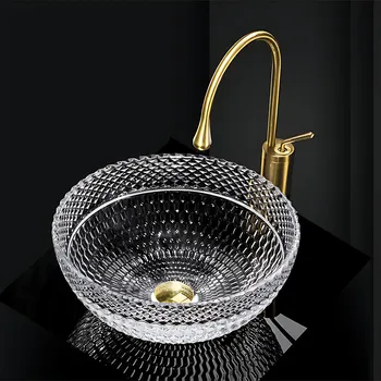 Rea Sue, skleněné umyvadlo na desku 400x400x165 mm, čirá, REA-U4702