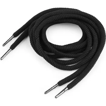 Oděvní šňůra s koncovkami do kapucí, délka 130 cm, malé, 2 černá