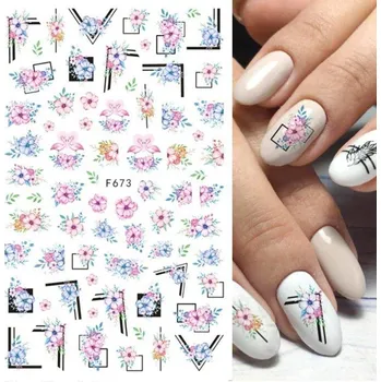 samolepka 71 ks samolepek na nehty - květy