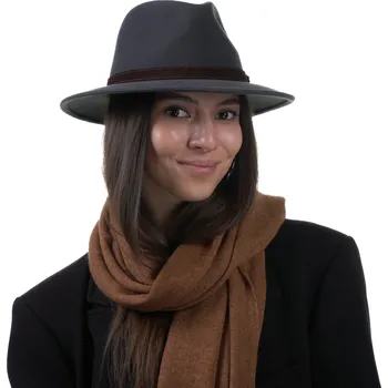 Klobouk Fiebig - Headwear since 1903 Kašmírový šedý cestovní klobouk Fiebig - Traveller Kaschmir Velikost: 57 cm (M)