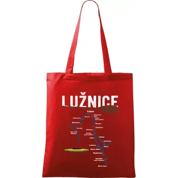 Nákupní taška Mapa řeky Lužnice - Taška bavlněná - 42 x 38 cm ( Červená )