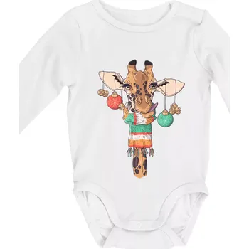 Kojenecké oblečení Vánoční žirafa - Body kojenecké s dlouhým rukávem - Dlouhý r. do 3 měs ( Bílá )