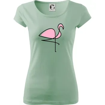 Dámské tričko Plameňák na hubené noze - Dámské triko Pure - S ( Sage )